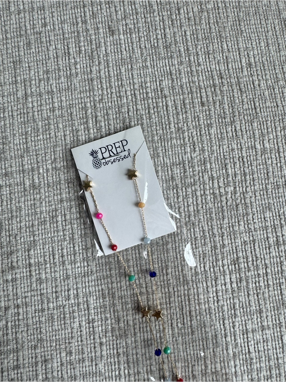 Gold Star & Multicolor Bead Necklace